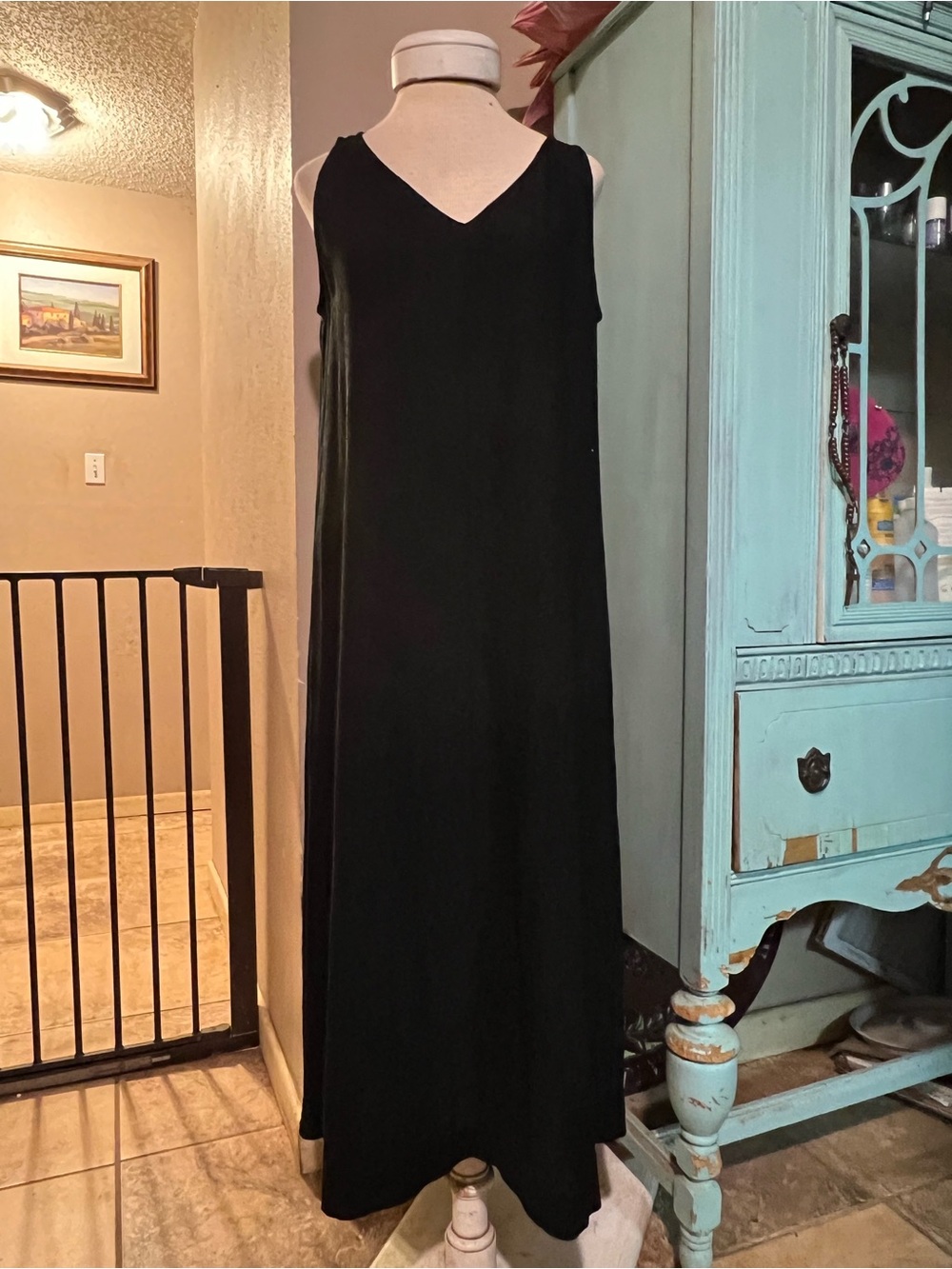 Eileen Fisher Black Crinkle Sleeveless Tank Dress Size Small S Minimalist Casual